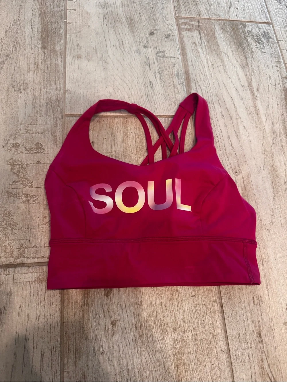 Lululemon x SoulCycle Longline Strappy Back Pink Yoga Sports Bra size 6